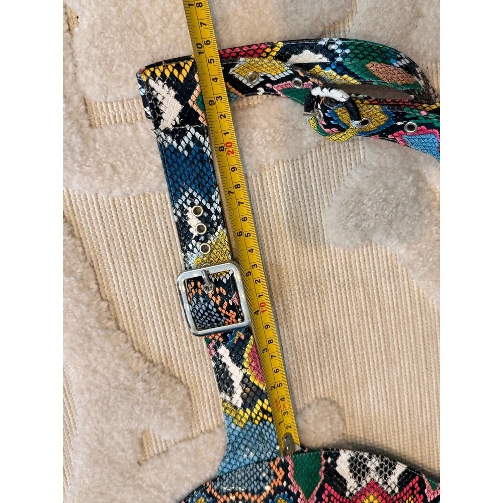 Cape Robbin Multi Color Snakeskin Fringe Chap Stiletto Thigh High Boots Size 8